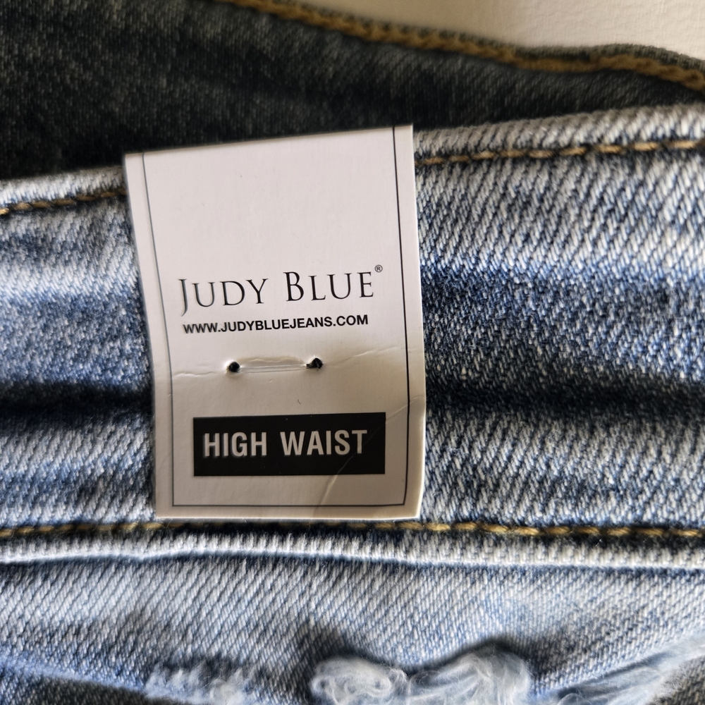 Women's Light Blue Denim Shorts - Picture 2 of 3